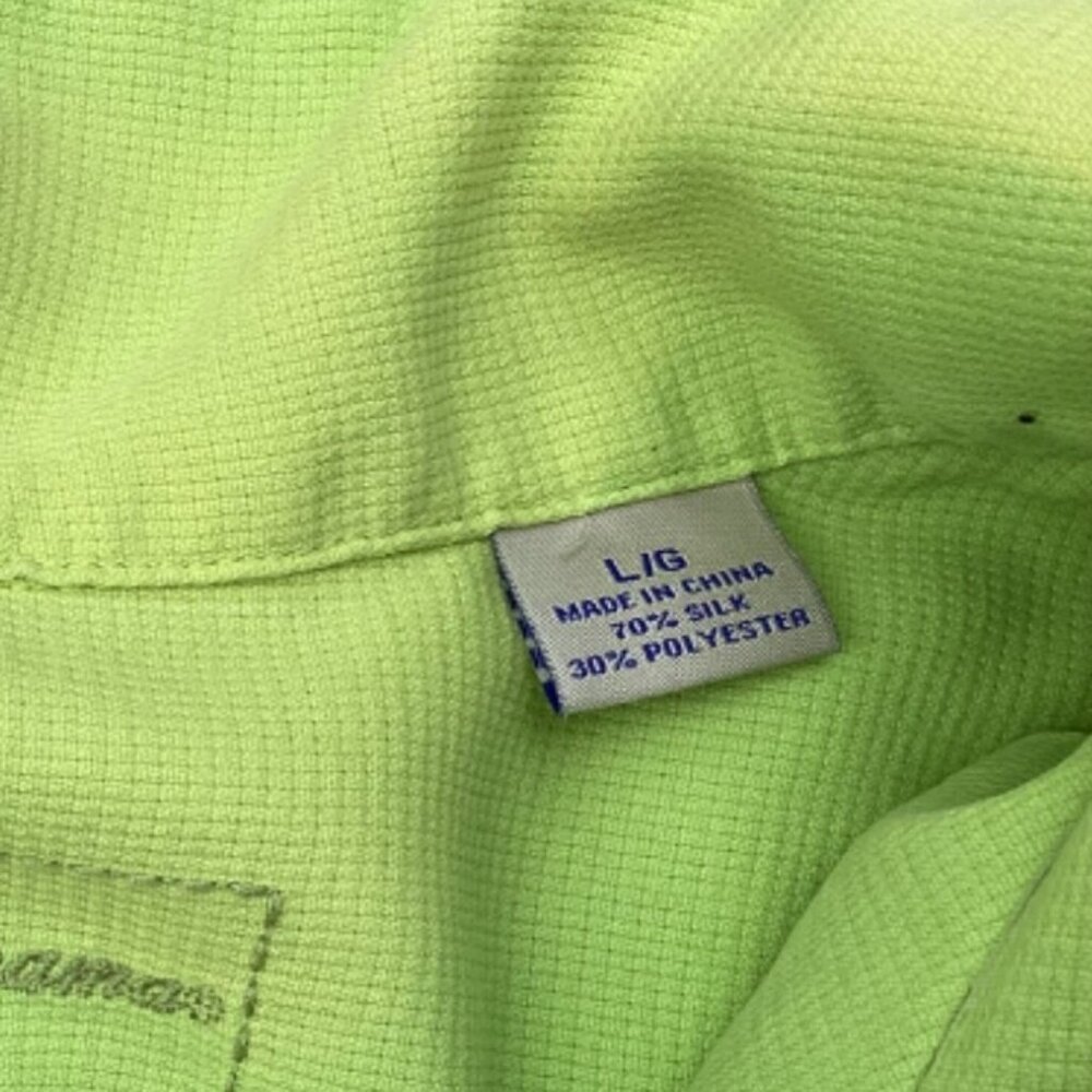 Tommy Bahama Shirt Mens Button Down LG Island Zone Performance Green silk blend - Picture 2 of 5